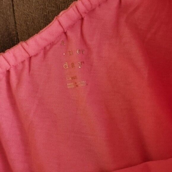 A New Day bubblegum pink barbiecore one ruffled shoulder top size large - Picture 2 of 8
